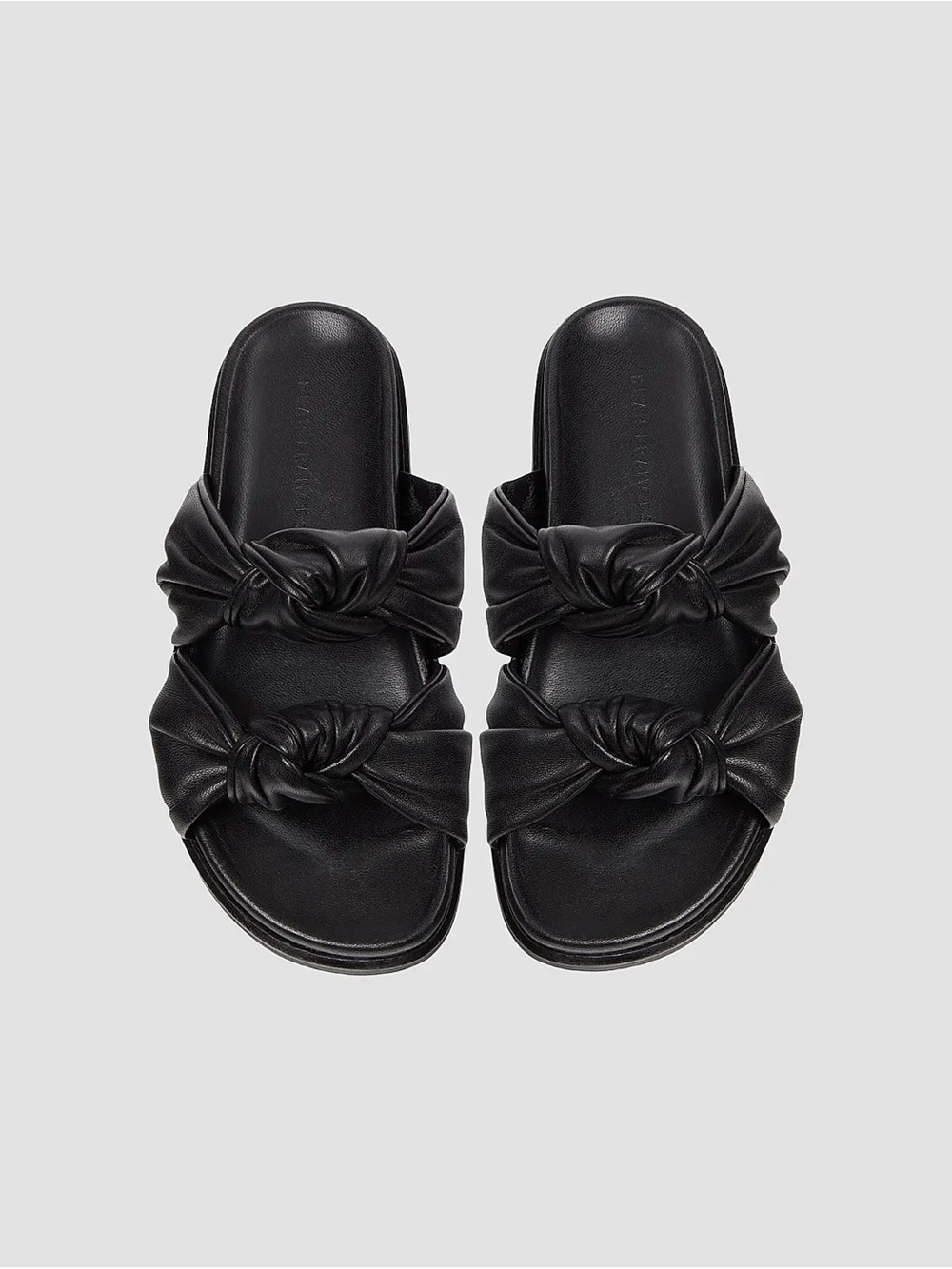 Dear Frances Black Knotted Double-Strap Tye Slide Sandals